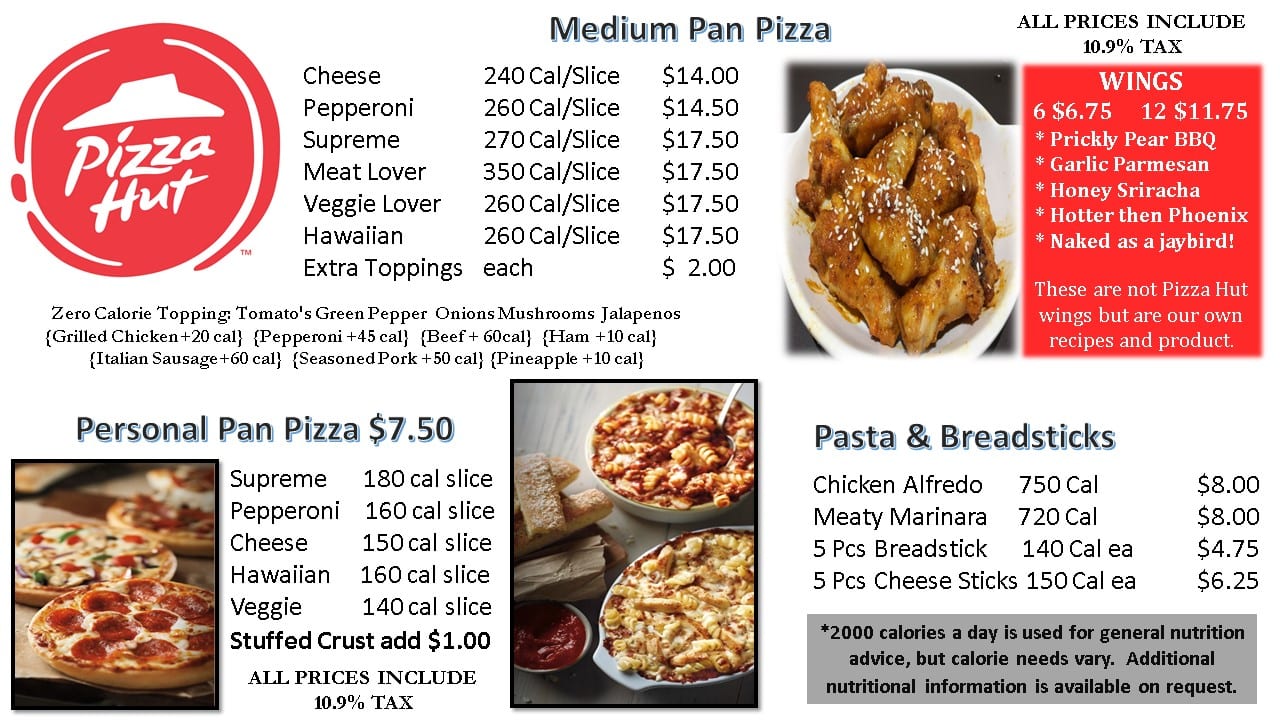 Pizza Hut Full Menu With Prices And Calories - Image to u